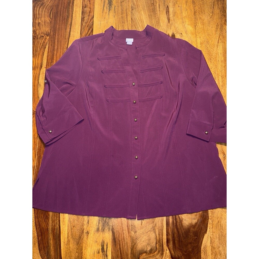 Purple Plum Laura Scott Women’s Blouse 18-20W Detail Plus Size Button up Office